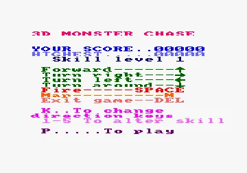 3D Monster Chase (UK) (1985) screen shot title